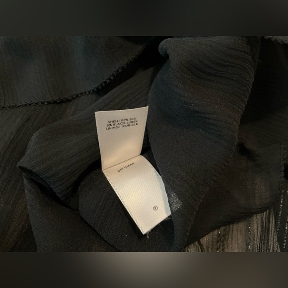 Unsubscribed black pintuck silk blouse with silver metallic accents - size 4/NWT - Picture 8 of 15